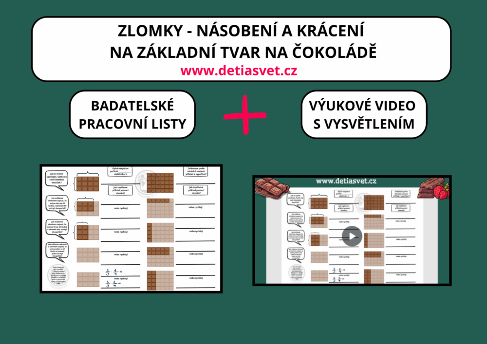 Pracovní listy a videa k násobení a krácení zlomků na základní tvar s pochopením.
